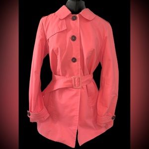 Lovely Willi Smith CORAL colored Belted Pea Coat Women’s Size Large